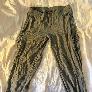 stretchy faux linen pants